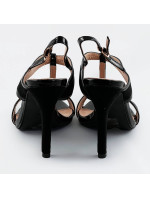 Čierne dámske sandálky z rôznych spojených materiálov (HB09)