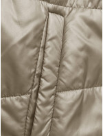 Krátka béžová dámska bunda s kapucňou (B8187-12)