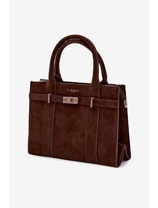 Kabelka typu Kufr z imitace semiše čokoládová Noressa