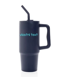 Vlastný text na nerezovej termoske s farebným viečkom