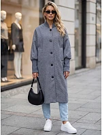 Dlhý dámsky kabát s gombíkmi, modrý, FashionStreet NY0776 Dlhý dámsky kabát s gombíkmi, modrý, FashionStreet NY0776