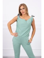 Nohavice/oblek s nápisom selfie tmavo mätový