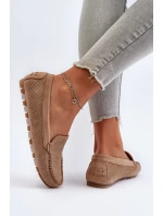 Damskie Zamszowe Mokasyny Ciemnobeżowe Ranica