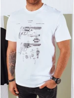 Pánske bavlnené tričko s potlačou biele FashionStreet RX5429 Pánske bavlnené tričko s potlačou biele FashionStreet RX5429