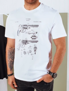 Pánske biele tričko s potlačou FashionStreet RX5429