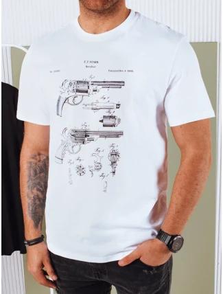 Pánske bavlnené tričko s potlačou biele FashionStreet RX5429 Pánske bavlnené tričko s potlačou biele FashionStreet RX5429