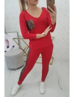 Sada s leopardím potlačou červená
