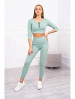 Pruhovaná súprava krátky top tmavo mätový Pruhovaná súprava krátky top tmavo mätový