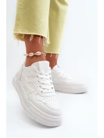 Sneakersy Damskie Na Platformie Z Eko Skóry Białe Lynnette