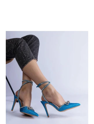 Dámske lodičky na podpätku H2810 Light Blue Glitter - BELLAMICA Shoes