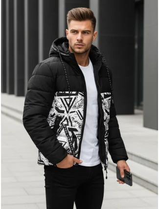 Pánska prešívaná zimná bunda s kapucňou čierna FashionStreet TX5131