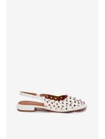 Zdobione Baleriny Na Płaskim Obcasie Białe Nilarisela