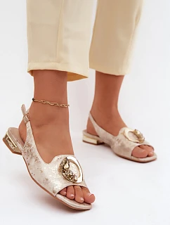 Dámské sandály Ploché S ozdobou S.Barski KV61-6024 Zlaté