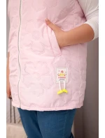Dámske Plus veľkosť vesta s kapucňou s kvetinovým prešívaním Sugar Pink