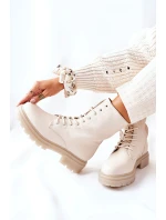 Wysokie Botki Workery Beżowe Rozelle