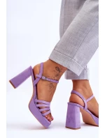 Damskie Zamszowe Sandały Na Obcasie I Platformie Fioletowe Verda