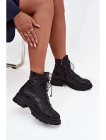 Skórzane Botki Workery Damskie Ocieplane Na Zamek Artiker 57C2257 Czarne