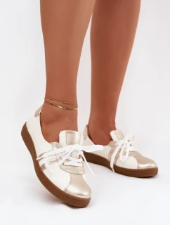 Kožené dámské polobotky typu barefoot Zazoo N1341 bílozlaté