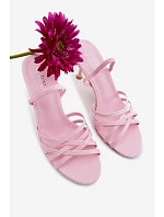 Dámské sandály na podpatku s pásky růžové Velivelle