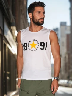 Pánske tričko bez rukávov biele FashionStreet RX5651