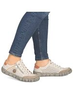 Béžové kožené ažurové dámske poltopánky Rieker L0355-61 Béžové kožené ažurové dámske poltopánky Rieker L0355-61