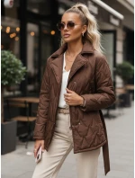 Dámska prechodná bunda s prúžkom hnedá FashionStreet TY5586