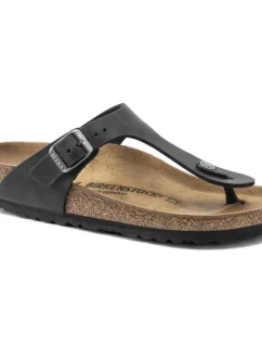 Birkenstock Gizeh NU Oiled Black Regular Oiled kožené žabky pre široké nohy (0845251)