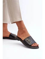 Zazoo 40384 Elegantné dámske čierne kožené žabky