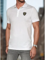 Pánske polo tričko s aplikáciou biele FashionStreet PX0648