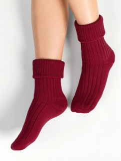 Pletené spacie ponožky 067 vínové s vlnou
