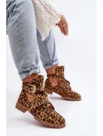 Dámské Kotníkové Boty Lu Boo Semišové s vykrojením Leopard Rock Girl