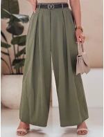 FLOWES khaki FashionStreet nohavicová sukňa s opaskom UY2593