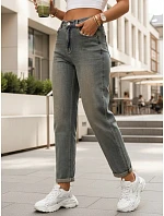 Dámske sivé džínsy s vysokým pásom v mom fit strihu FashionStreet UY3002 Dámske sivé džínsy s vysokým pásom v mom fit strihu FashionStreet UY3002