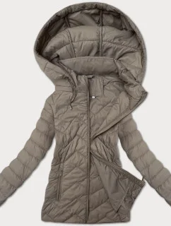 Ľahká dámska béžová prešívaná bunda s kapucňou J Style (16M9232-62)