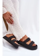 Piankowe Lekkie Klapki Damskie Na Platformie S.Barski ZK51-001 Czarne