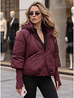 Dámska zimná prešívaná bunda s kapucňou TY5898 vínová – FashionStreet Dámska zimná prešívaná bunda s kapucňou TY5898 vínová – FashionStreet