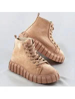 Svetlo béžové šnurovacie topánky z imitácie semišu (XA057)
