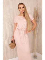 Viskózové šaty s vreckami púdrovo ružové