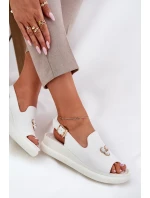 Skórzane Sandały Damskie Z Ozdobą Vinceza 66757 Białe
