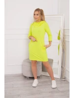 Šaty s kapucňou a vreckami žltej neónovej farby
