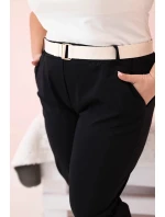 Dámske zimné nohavice Punto Milano Plus Size s opaskom Black