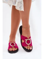 Klapki Damskie Na Płaskim Obcasie Z Ozdobą Vinceza 17381 Fuksja