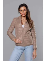 Béžová dámska prešívaná bunda s kapucňou (B0123-46) Béžová dámska prešívaná bunda s kapucňou (B0123-46)