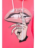 Šaty s dlhším chrbtom a farebnou potlačou ružovej neónovej farby Šaty s dlhším chrbtom a farebnou potlačou ružovej neónovej farby