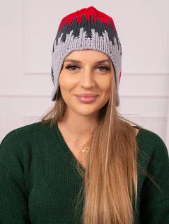 Dámska čiapka Nikol K405 červená+grafitová+tmavo šedá