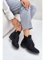 Ocieplane Niskie Botki Z Ozdobą Na Zamek S.Barski HY42-715 Czarne