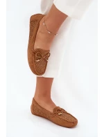 Mokasyny Damskie Z Ażurowym Wzorem I Wiązaniem Camel Mirisa