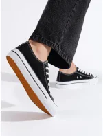 Praktické dámske čierne tenisky bez podpätku Praktické dámske čierne tenisky bez podpätku