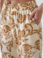 Dámske kvetinové nohavice LOVEGARDEN camel FashionStreet UY2657 Dámske kvetinové nohavice LOVEGARDEN camel FashionStreet UY2657