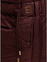 Dámska prešívaná vesta s kapucňou, bordová, FashionStreet TY5974 Dámska prešívaná vesta s kapucňou, bordová, FashionStreet TY5974